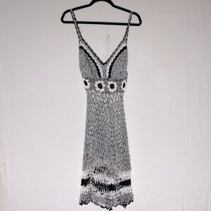Black & White Crochet Knit Summer Dress Sundress Sun Dress Swim Cover M